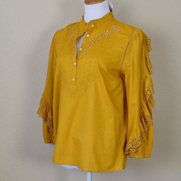 J. Crew Ruffle Sleeve Top with Embroidered Eyelet NEW - S - Picture 6 of 11
